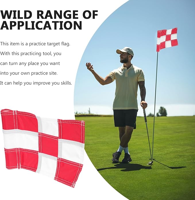 YARNOW Golfing Training Flag for Practice Court Checkered Red and White Golf Pin Flag Portable and Reusable Putting Flagstick for Skill Improvement