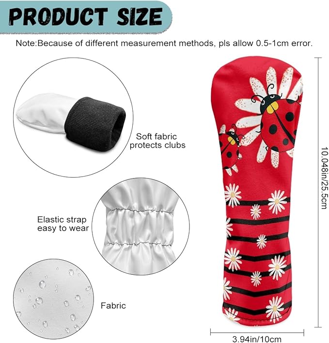 Golf Club Head Covers for Club Protective, Waterproof PU Leather Driver Fairway Wood Hybrid Head Cover