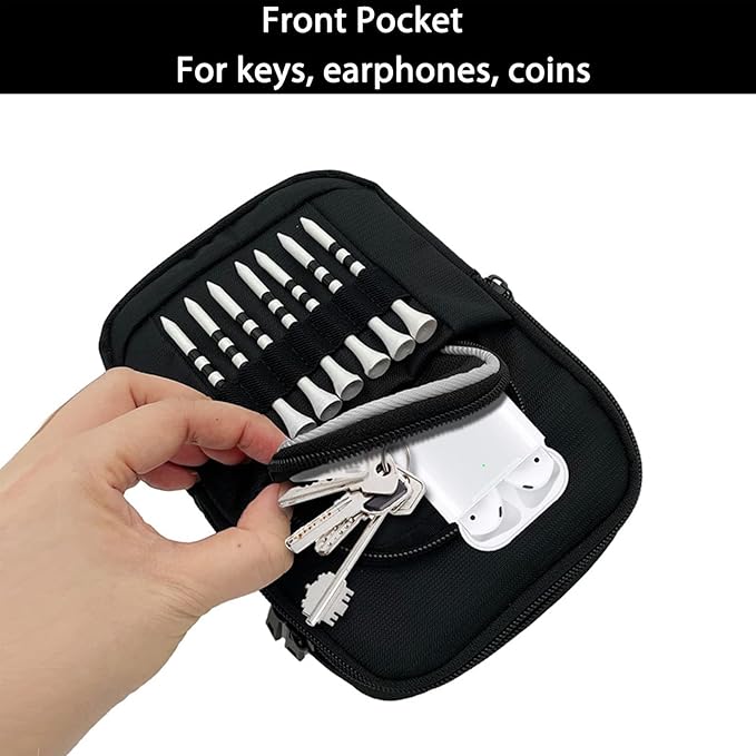 Golf Ball Pouch, Tee Organizer Bag Accessory Clip, Holder with Sturdy Storage Feature, Pouch with Course Practice Function, Play Supply, Durable Organizer Choice for Women Men Golf Club Accessories
