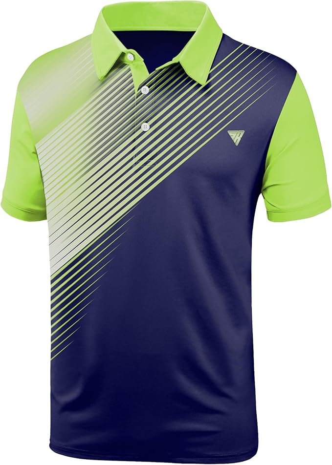 JACKETOWN Mens Polo Shirts Short Sleeve Print Dry Fit Performance Moisture Wicking Casual Collared Golf Shirts