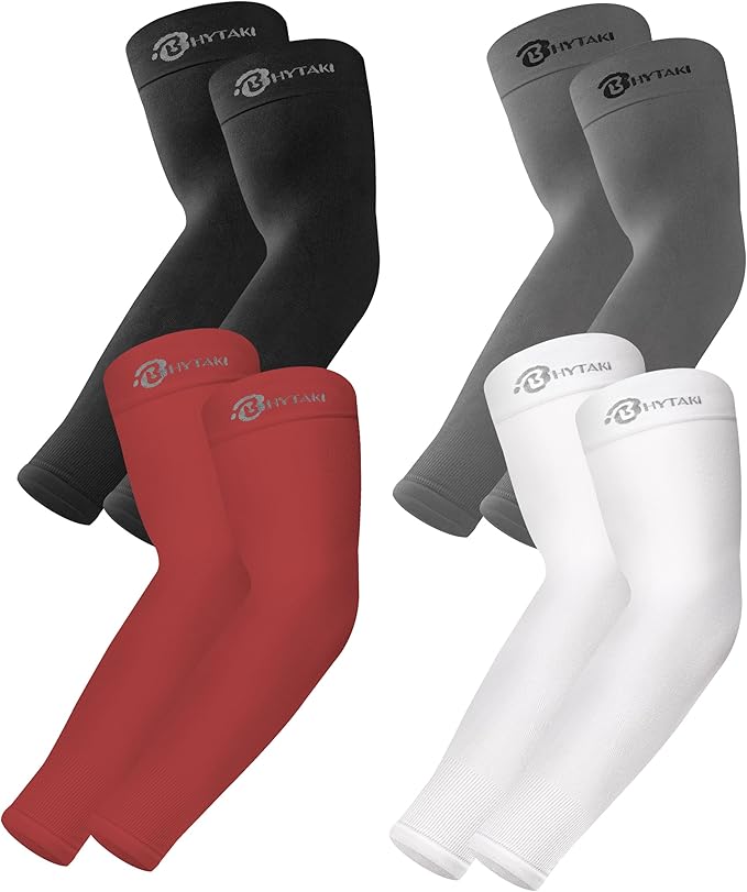 BHYTAKI UV Sun Protection Arm Sleeves, UPF 50 Sports Cooling Arm Compression Sleeves for Men Women Teenager