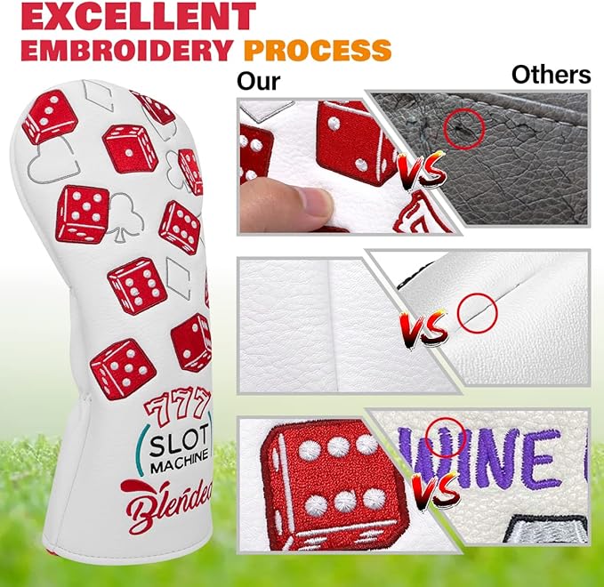 Golf Club Covers Lucky 777 Blade Putter Headcover Golf Driver Covers Fairway Wood Headcover Hybrid Head Cover Blade Putter Cover Leather 3 Wood Headcovers Golf Headcovers for All Brand