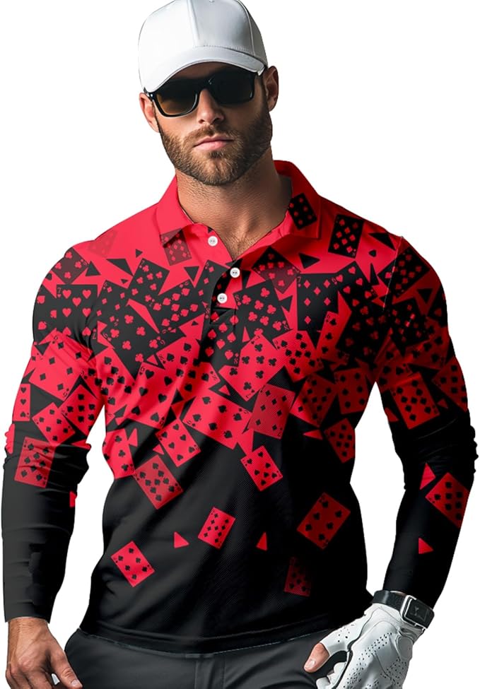 Men's Long Sleeve Golf Shirt Quick Dry 3 Button Work Fishing Outdoor Casual Collar Shirt