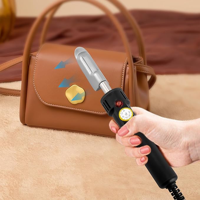 Electric Leather Iron, 110V 120W Portable Mini Iron 50-350℃ Adjustable Handy Heat Press Small Irons for Leather Clothe Shoes Bags