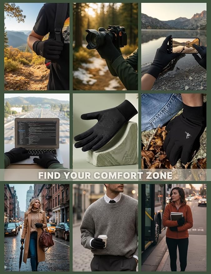 Lightweight Running Winter Gloves Touch Screen Gloves Liners for Cycling Biking for Men Women