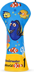 Golf Club Head Covers, Underwater World Driver Headcover Hybrid Headcover Fairway Wood Head Covers Magnetic Blade Putter Cover with Interchangeable Tags for All Brand