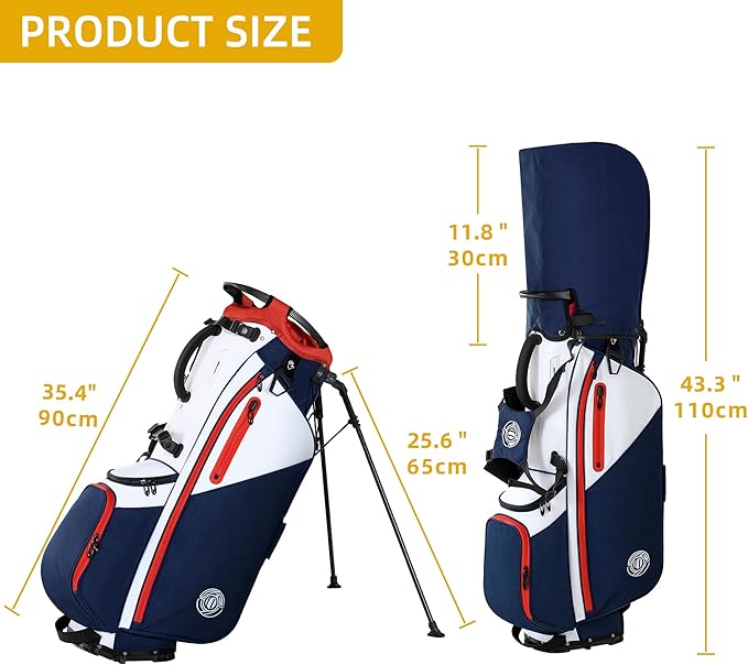 Golf Stand Bag 14 Way, Lightweight Golf Bags for Men Women with Stand, Padded Ergonomic Double Strap, Full Length Dividers, Multiple Pockets, Rain Hood