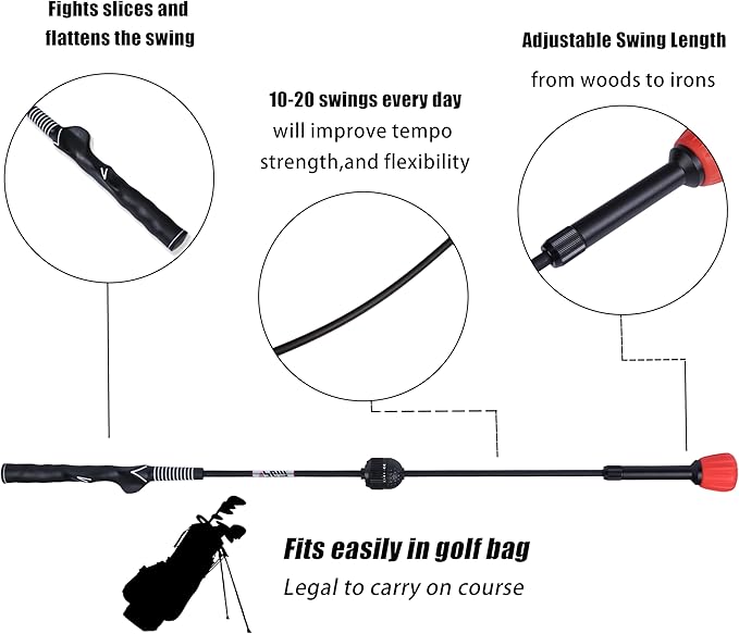 PGM Golf Swing Trainer Aid - Golf Swing Training Aid Golf Practice Warm-Up Stick for Strength Flexibility and Tempo Training -Suit for Practice Chipping Hitting Golf Accessories