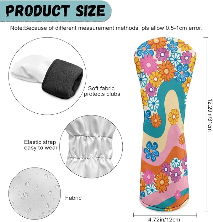 Golf Club Head Covers for Club Protective, Waterproof PU Leather Driver Fairway Wood Hybrid Head Cover
