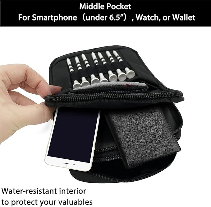 Golf Ball Pouch, Tee Organizer Bag Accessory Clip, Holder with Sturdy Storage Feature, Pouch with Course Practice Function, Play Supply, Durable Organizer Choice for Women Men Golf Club Accessories