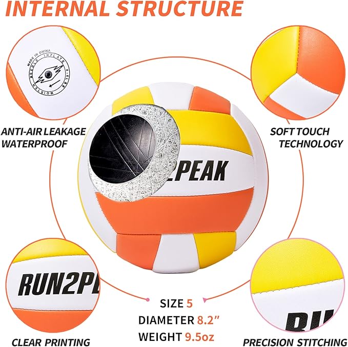 Soft Touch Volleyball Ball Gifts for Teen Girls Kids Youth Team Beginners Durable Volleyballs for Outdoor Indoor Beach Pool Water Play Official Size 5 Training Practice Volley Ball