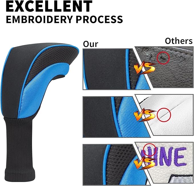 Golf Head Covers for Fairway Woods Driver Hybrids 5 Pieces Nylon Mesh Sports Fan Golf Club Headcovers-Golf Accessories for Men Women.