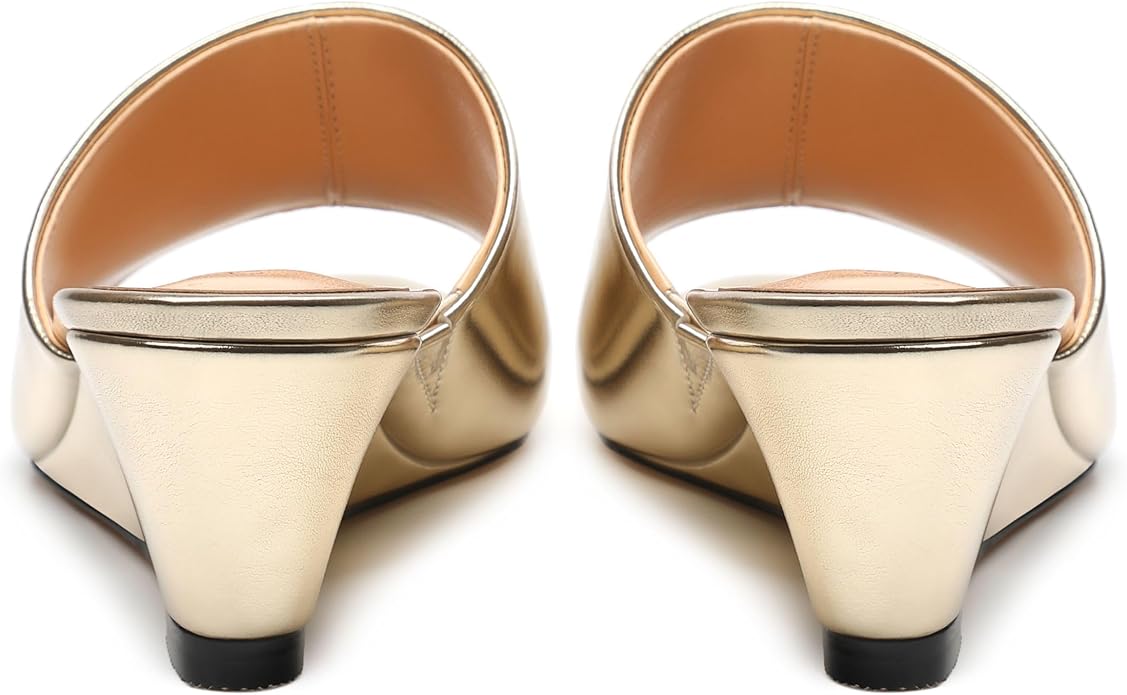 Wedge Sandals for Women Open Toe Wedge Heels Womens Matte High Heel Sandal Round Toe Heeled Wedge Sandals Slip on Casual shoes 2 inch