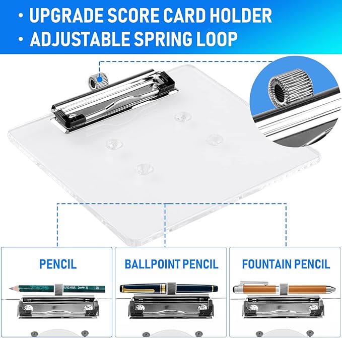 Roykaw Golf Cart Steering Wheel Scorecard Holder with Pencil Holder Compatible with EZGO Club Car Yamaha - Upgrade Adjustable Pencil Holder & Sturdy Clip