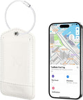 TopMade Smart Luggage Tag with Find My, Premium Leather Luggage Tags for Suitcase, Travel Bags, Backpacks, Anti-Lost Suitcase Tag Tracker for Travel with Privacy Name Card, Rechargeable
