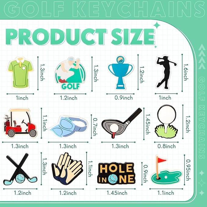 Batiyeer 36 Pack Golf Ball Keychains Bulk Party Favors Sports Ball Key Chains Funny Keyring Gifts for Women Men Birthday Supplies