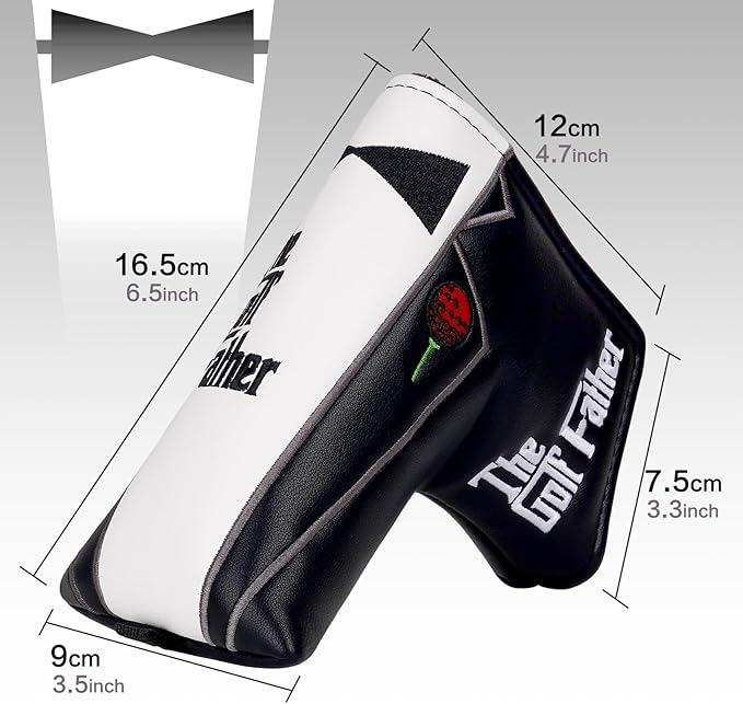 The Golf Father Golf Club Covers, Driver Fairway Hybrid Headcover, Funny Putter Cover Magnetic, Black & White Color Iron Covers,Golf Gifts for Men