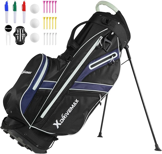 Golf Stand Bag, Lightweight Golf Bag with 8-Way Top Dividers, Golf Bag for Men & Women with Adjustable Dual Strap, Rain Cover, Cooler and Golf Accessory Kit