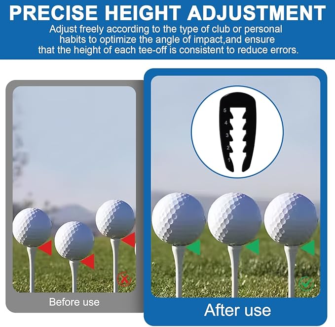4 Pcs Golf Tee Height Setter, Adjustable Ball Seat Height, Training Aid for Consistent Swings, Distance & Accuracy, Easy-to-Use Training Tool for Beginners and Enthusiasts