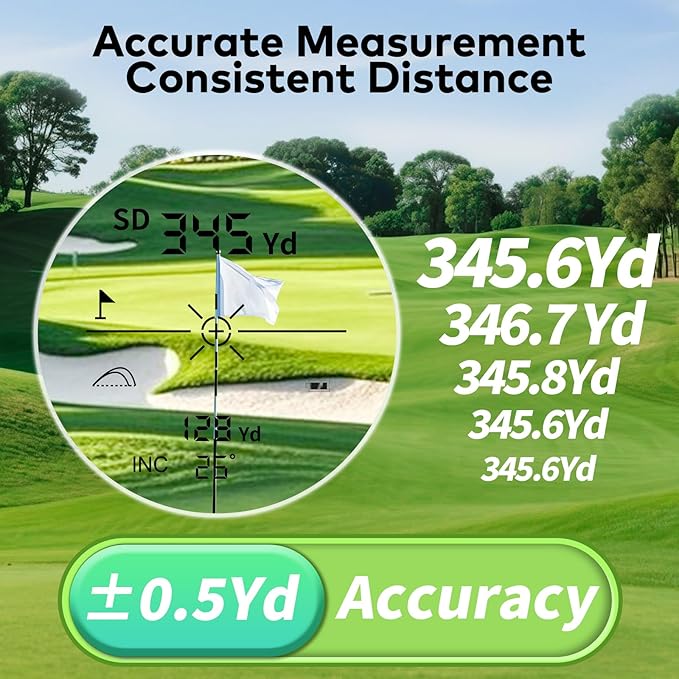 1200Yards Range Finder Golf with Slope, 7X Magnification Range Finder, Lightweight Portable Rechargeable Rangefinder, Flag Lock Vibration, Switch for Legal, Range Finders for Hunt/Golf Accessory