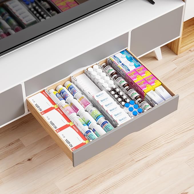 Yieach 12Pack 3.2 Inch Shallow Acrylic Drawer Dividers for Clothes -Expandable from 15-21''- Adjustable Drawer Dividers for Baby Clothing,Sock,Underwear,Clear in Drawer Separators for Dresser,Kitchen