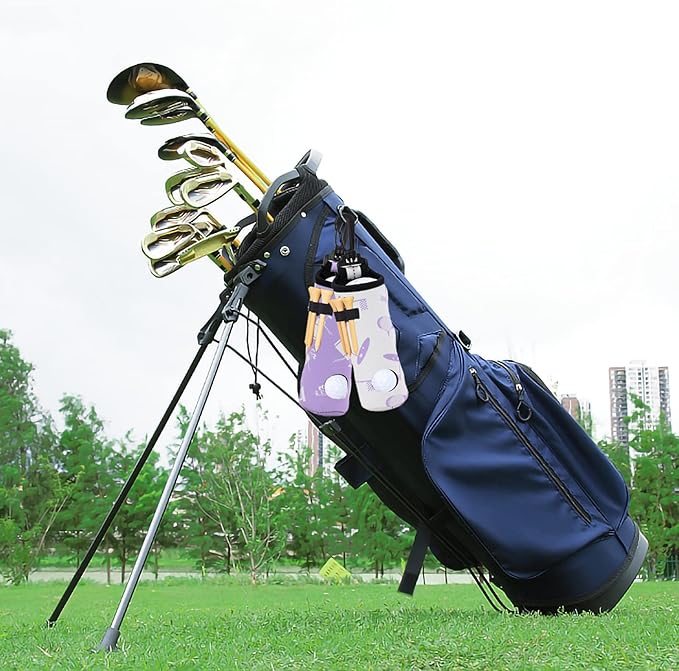 GAG GIFTS Golf Gifts for Women, 2 Pack Golf Ball Tee Holder, Print Golf Ball Carry Bag with Light Weight Hook, Portable Golf Accessories for Ladies/Girls, Golf Tee Holder Pouch
