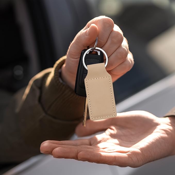 LaserGram Rectangle Keychain, Coat of Arms Germany, Personalized Engraving Included (Beige)