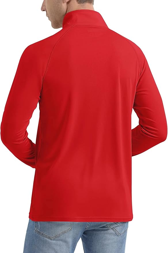 MAGCOMSEN Men's Long Sleeve Sun Shirts UPF 50+ Tees 1/4 Zip Up Fishing Running Rash Guard T-Shirts Outdoor Shirt