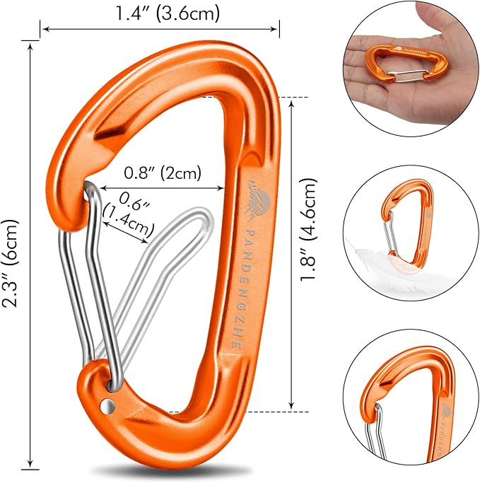 6pcs Small Carabiner Clips, 9KN (2023lbs) Heavy Duty, Lightweight Carabiner for Camping, Hiking, Keychain, Gym, Dog Leash