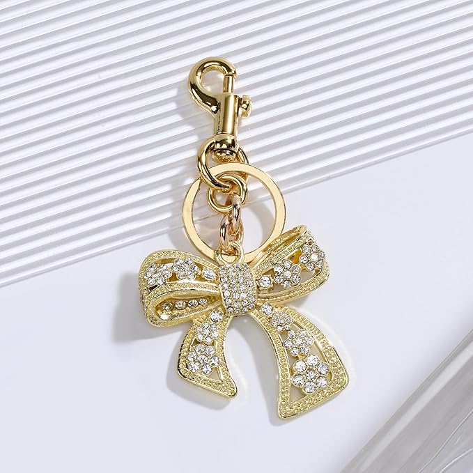 Sparkly Bow Bag Charm Rhinestone Bow Purse Charms Bows Keychain Women Bag Charm for Handbag