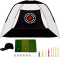 Gagalileo Golf Net: Backyard Practice Hitting Driving Training by Turf Mat Target Real Ball Indoor Outdoor Chipping Swing Gift for Golfers Dad Husband Men