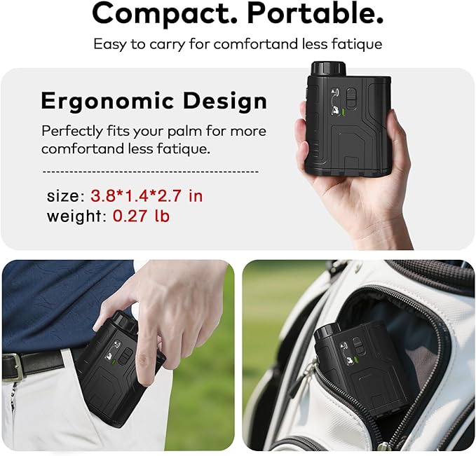 1200Yards Range Finder Golf with Slope, 7X Magnification Range Finder, Lightweight Portable Rechargeable Rangefinder, Flag Lock Vibration, Switch for Legal, Range Finders for Hunt/Golf Accessory