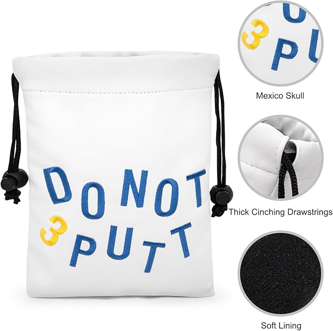 Golf Valuables Pouch, Leather Golf Tee Pouch with Drawstring Closure Golf Ball Handbag Portable Ball Pouch Golf Accessories for Men Women