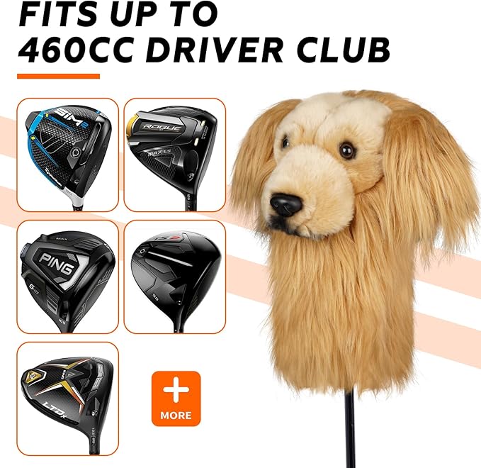 Craftsman Golf Golden Retriever Yorkshire Terrier Bernese Mountain Dog Border Collie Soft Cute Soft Plush Animal Driver Wood Headcover Head Cover Travel Protector Gifts for Men Women