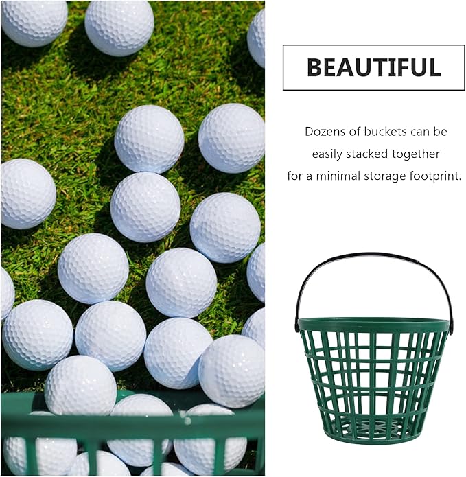 YARNOW Golf Ball Basket with Handle Nylon Golf Ball Container Golf Ball Bin (Green, Golf Balls are Excluded)