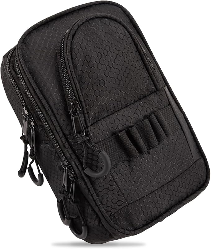 Golf Valuables Pouch & Golfs ball bag organizer with 3 Zippered Pockets,Golf Accessories for Men,Portable Multi Layer Golfs Storage Bags,Carabiner Clip – Store 12-15 Balls,Male and Female Player Gifts