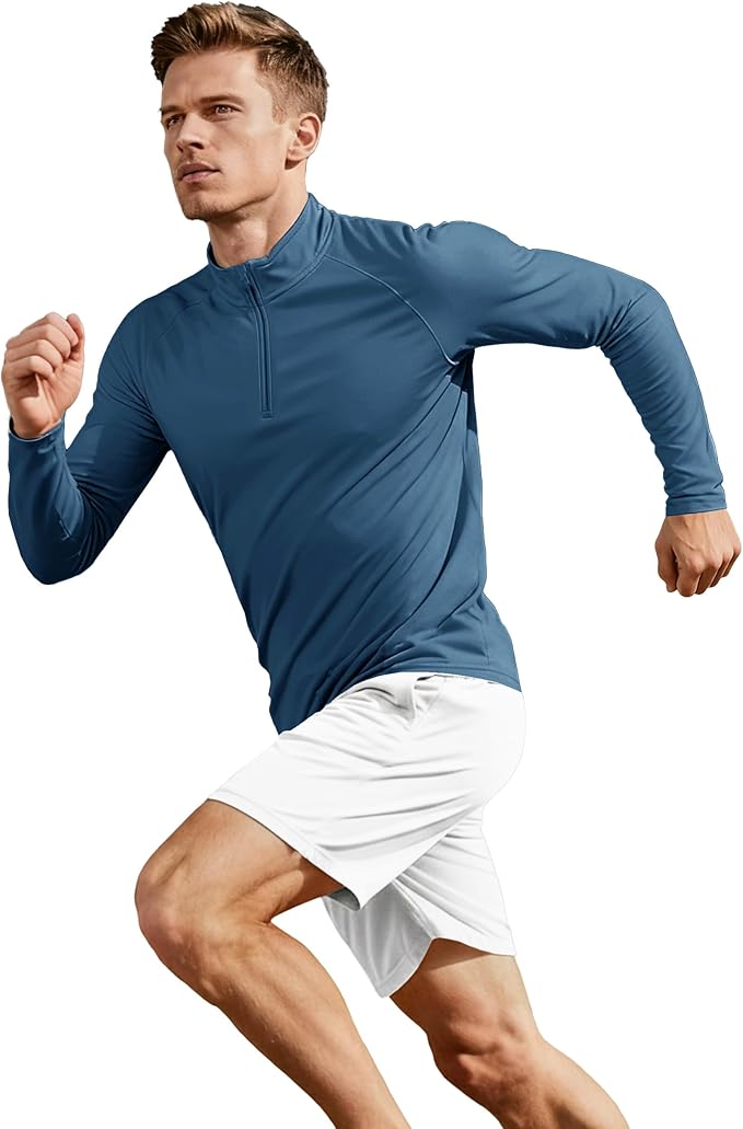 Boladeci Men's UPF 50+ Sun Shirts 1/4 Zip Long Sleeve SPF UV Protection Lightweight Quick Dry Quarter Zip Golf Shirts