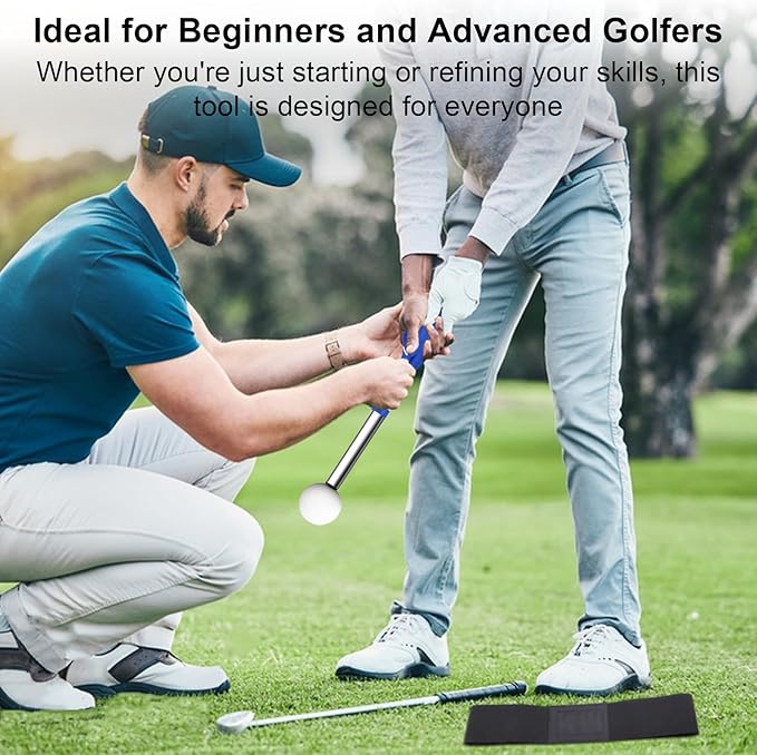 Golf Training Aids, Golf Grip Training Aid Swing Trainer with 1 Arm Posture Correction Band and 1 Telescopic Golf Simulator, Golf Practice Accessories Perfect for Beginners and Pros