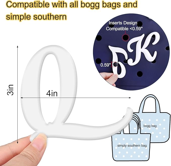 Mity rain Letter Charms for Bogg Bag，Alphabet Lettering Accessories Charms Compatible with Bogg Bag Original All Models, Insert Decorative Letter for Handbag Beach Tote Bag Q