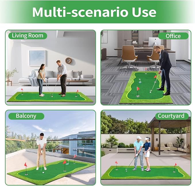 Golf Putting Green, Professional Large Practice Putting Mat for Outdoor & Indoor Putt Trainning