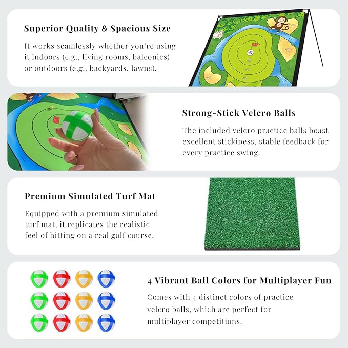 Golf Chipping Practice Game 78" x 78" Indoor Outdoor Games for Adult and Family Golf Training Set
