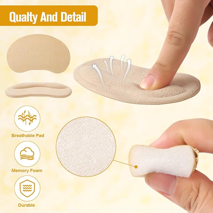 8 Pcs Shoe Fillers & Heel Pads for Loose or Too Big Shoes – Toe Cushions & Heel Grips for Women and Men, Comfort Insoles for Heels, Sneakers, Boots – Pain Relief & Better Fit(Black)