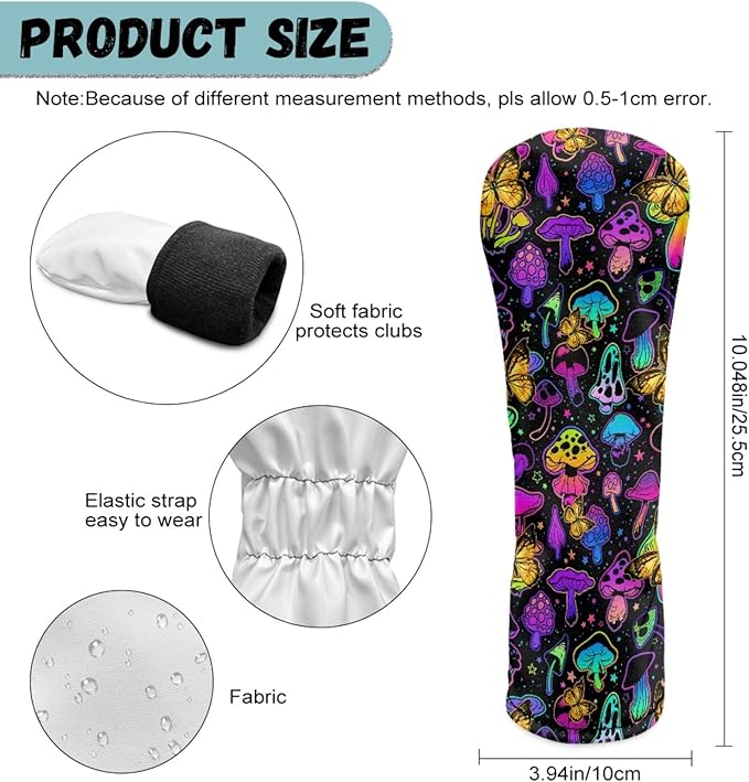 Golf Club Head Covers for Club Protective, Waterproof PU Leather Driver Fairway Wood Hybrid Head Cover