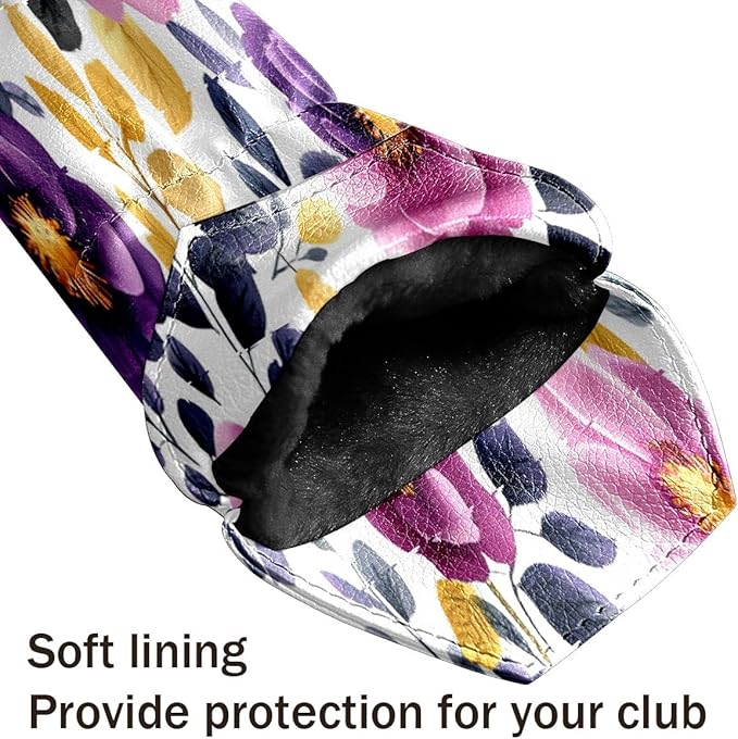 Funny Butterfly Colorful Golf Head Covers for Driver, Fairway, Hybrid & 3 Wood Premium PU Leather with Soft Velvet Lining Waterproof & Scratch-Resistant Unique Golf Gift for Men & Women