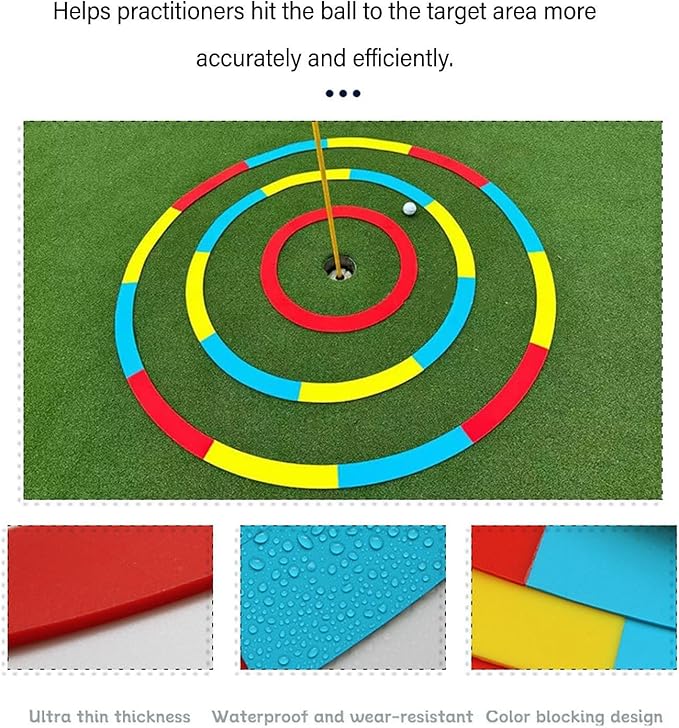 Fockety Golf Target Circle, Golf Training Aid Golf Targets, Ultra Thin Silicone Golf Practice Target Rings Golf Putting and Chipping Training Tool Bright Color Markings