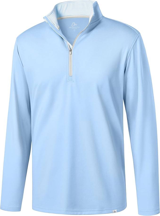 Obla Golf Quarter Zip Pullover Men Fleece Mock Neck Sweatshirt Winter Warm 1/4 Zip Long Sleeve Golf Shirt