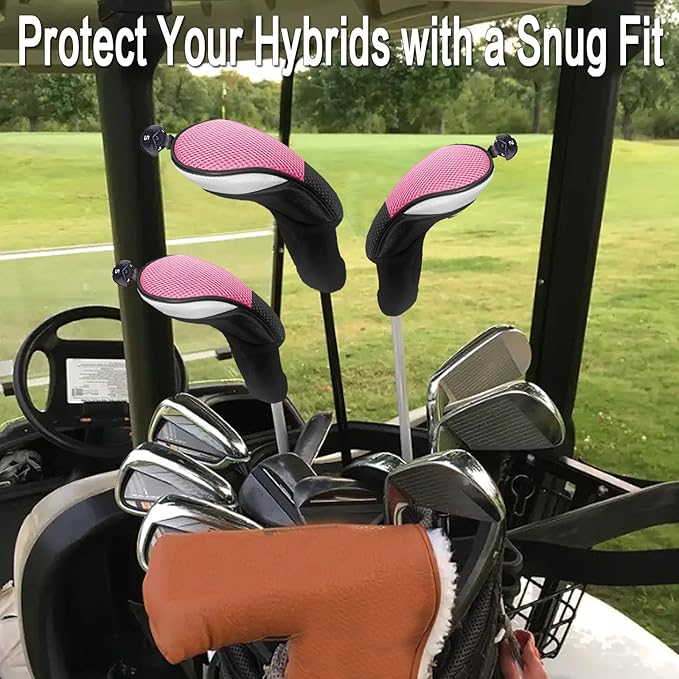 Golf Club Head Covers for Woods and Driver Hybrids Fairway Value Pack Protective Clubs Headcovers with Interchangeable No.Tags 1 3 5
