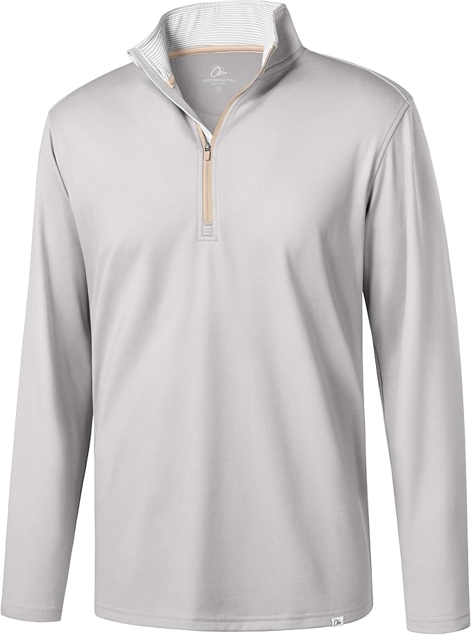 Obla Golf Quarter Zip Pullover Men Fleece Mock Neck Sweatshirt Winter Warm 1/4 Zip Long Sleeve Golf Shirt