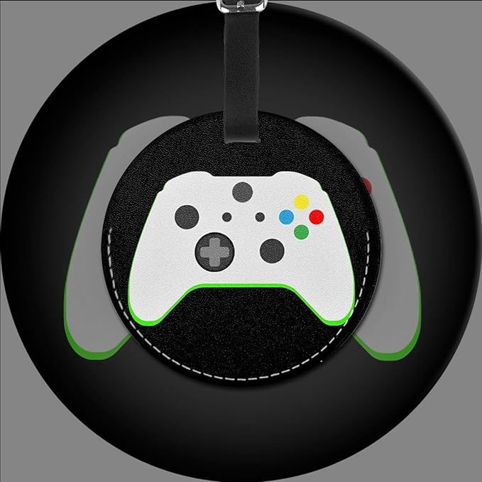 Gamer Controller Video Games Luggage Tags for Suitcases, Pu Leather Baggage Tags Identifiers for Travel, Name Id Label for Baggage Bag Women Men