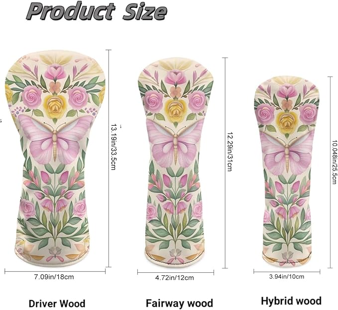 Golf Club Head Covers for Club Protective, Waterproof PU Leather Driver Fairway Wood Hybrid Head Cover